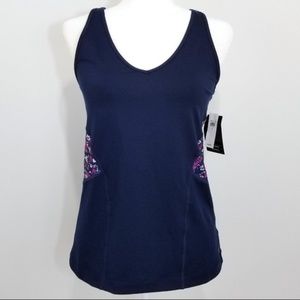 Gap Fit Womens Workout Top M Blue Floral